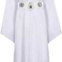 Womens Princess Costume Dress Robe Pricess Cosplay Cloak Outfit Halloween Outfits for Adults (XX-Large, White)