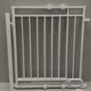 MidWest Homes for Pets 29-Inch High Walk-Thru Pressure Mounted Steel Dog Gate, Expands to 38 Inches Wide, Includes 3-inch Extensions, White