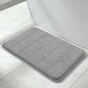 Yimobra Memory Foam Bath Mat Rug, 24 x 17 Inches, Comfortable, Soft, Non-Slip, Super Absorbent, Quick Drying Bathroom Rug for Floor, Tub & Shower, Machine Washable, Thick, Grey (24" x 17", Grey)