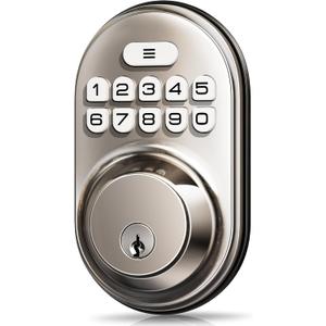 Veise Keyless Entry Door Lock, Electronic Keypad Deadbolt, Keyed Entry, Auto Lock, Anti-Peeking Password, Back Lit & Easy Installation Design, Satin Nickel