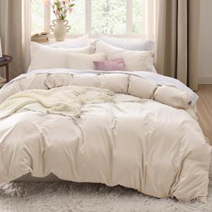 Bedsure Oat Milk Duvet Cover King Size - 3 Pieces Prewashed Cotton-Like Polyester Extra Soft Bedding Set, Includes 1 Duvet Cover 104x90 Inches with Zipper Closure & 2 Pillow Shams, No Comforter