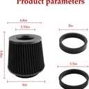 HZEL Universal Clamp-On Air Intake Filter, 76 90 102MM High Performance Washable Round Tapered Cold Air Intake Filter, Engine Cleaner Replacement Accessories, Fit for Truck Sedan Motorcycle