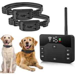 Wireless Dog Fence System for 2 Dogs, 2-in-1 Electric Fence for Dogs with Remote Training Collar, Adjustable Wireless Fence for Dogs, Waterproof Dog Perimeter Collar for Outdoor Yard