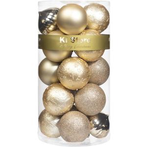 KI Store Champagne Christmas Balls 20pcs 3.15-Inch Christmas Tree Decoration Ornaments for Xmas Tree Holiday Wreath Garland Decor Ornaments Hooks Included