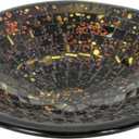 Red Co. Glass Mosaic Ceramic Decorative Accent and Centerpiece Bowl - Round 11 inches (C26 Ebony Umber)