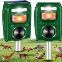 2026 Upgraded Solar Ultrasonic Animal Repellent Outdoor,Cat Squirrel Rabbit Dog Raccoon Rodent Deterrent Deer Repellent Devices,Waterproof Repeller with Motion Detection Flash Light for Yard,2 Pack