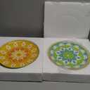 AHX Dinner Plates Ceramic Plate Set - 10 Inch Large Porcelain Round Plate Sets of 6 - Flat Colorful Pattern Dining Plates for Kitchen | Family - Dishwasher | Microwave | Oven Safe