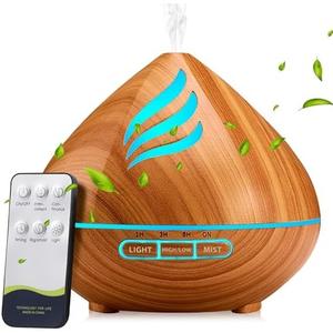 Essential Oil Scent Diffuser: 500ML Aroma Diffuser with Remote Control, Large Fragrance Aromatherapy Diffuser, Mist Humidifier with 14 Colors LED Lights and Auto-Off for Bedroom & Home