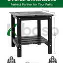 Kibaso-Adirondack Outdoor Side Table, 2-Tier HDPE Outdoor End Table, Weather Resistant Easy Maintenance, Small Patio Side Table for Patio, Pool, Porch, Garden, Lawn, and Living Room (1, Black)