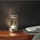 Portable Metal Table Lamp for Indoor/Outdoor ,Rechargeable Cordless LED Lamp, 3-Colour Infinitely Dimming Battery Powered Small Desk Lamp, Restaurant/Bedroom/Bar/Coffee Shop/Camping Light (Silver)