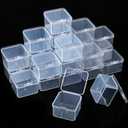 48 Packs Clear Small Plastic Containers Transparent Storage Box with Hinged Lid for Small Items Crafts Jewelry (2 x 2 x 1.4 Inches)