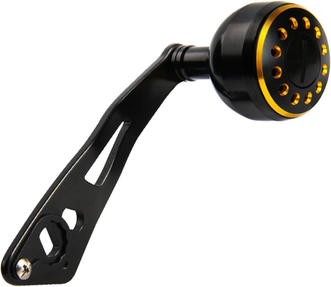 1 Pc Fishing Reel Handle Aluminum Alloy Lightweight Low-Profile Reel Black Gold Power Handle 0.31x0.2inch Mounting Hole for Reel Repair Parts