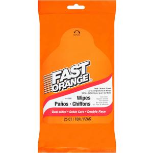 Fast Orange 25050 Hand Cleaner Wipes, Mechanic Wipes For Auto Shop, Heavy Duty Wipes, Removes Grease, Oil, Exhaust Fumes From Hands And Skin, 25 Count