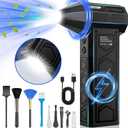 Electric Air Duster with Flashlight, HSTOP 180000RPM Compressed Air Duster Turbo Fan(10000mAh), Multipurpose Jet Fan, High-Speed Air Blower with 4 Gear, Electric Air Blower Duster with Assist Lighting