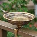 Metal Bird Bath 11" Diameter Deck Railing Bird Bath with Removable Sturdy Steel Clamp Outdoor Garden Decoration