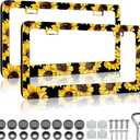 Sunflower License Plate Frame - 2 PCS Aluminum Metal Yellow Sunflowers License Plate Frames Holder Covers, Rust-Proof Waterproof Car Decorative Tag Frames for Standard US 12x6 Inch