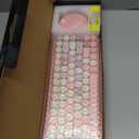 Perixx PERIDUO-713 Wireless Mini Keyboard and Mouse Combo, Retro Round Key Caps, Pastel Pink, US English Layout