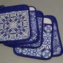 Hushee 6 Pcs White and Blue Pot Holders for Kitchen Chinoiserie Pot Holder Farmhouse Boho Potholders Spring Hot Pads for Kitchen Resistant Oven Mitts Baking Cooking Pocket Potholders for Women Gifts