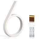 5 Inch House Numbers for Outside, Metal Address Number 6- Modern Design, Weather-Resistant White Crystal Powder Coated Finish, Stain Resistant, No Paint Peeling (White) 2 Pack