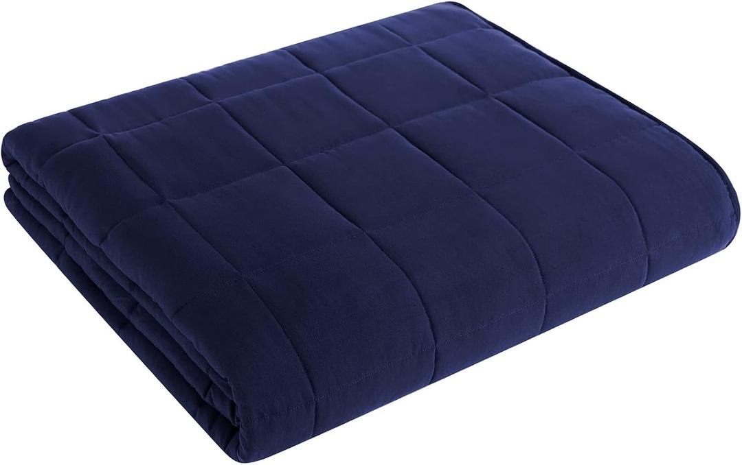 L'AGRATY Weighted Blanket - 88"x104" 20lbs Cooling Breathable Heavy Blanket Microfiber Material with Glass Beads for Adult All-Season Summer Fall Winter Soft Thick Comfort (03-navy Blue)