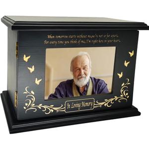 Cremation Memorial Urns for Human Ashes Adult Male Female, Wooden Picture Frame Urns Box and Casket for Ashes Men Women Child, Burial Funeral Urns for Ashes, Holds Up to 270 LBS (Black Night)