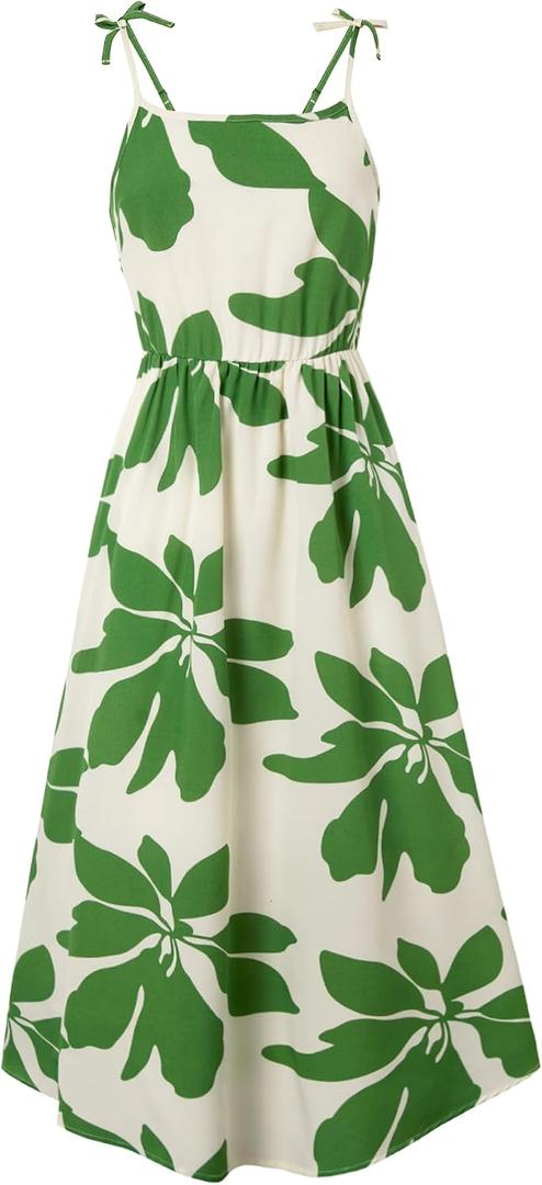 PATPAT Girls Spaghetti Strap Floral Dress Casual Sleeveless Maxi Dresses Kids Summer Beach Sundress 6-14 Years
