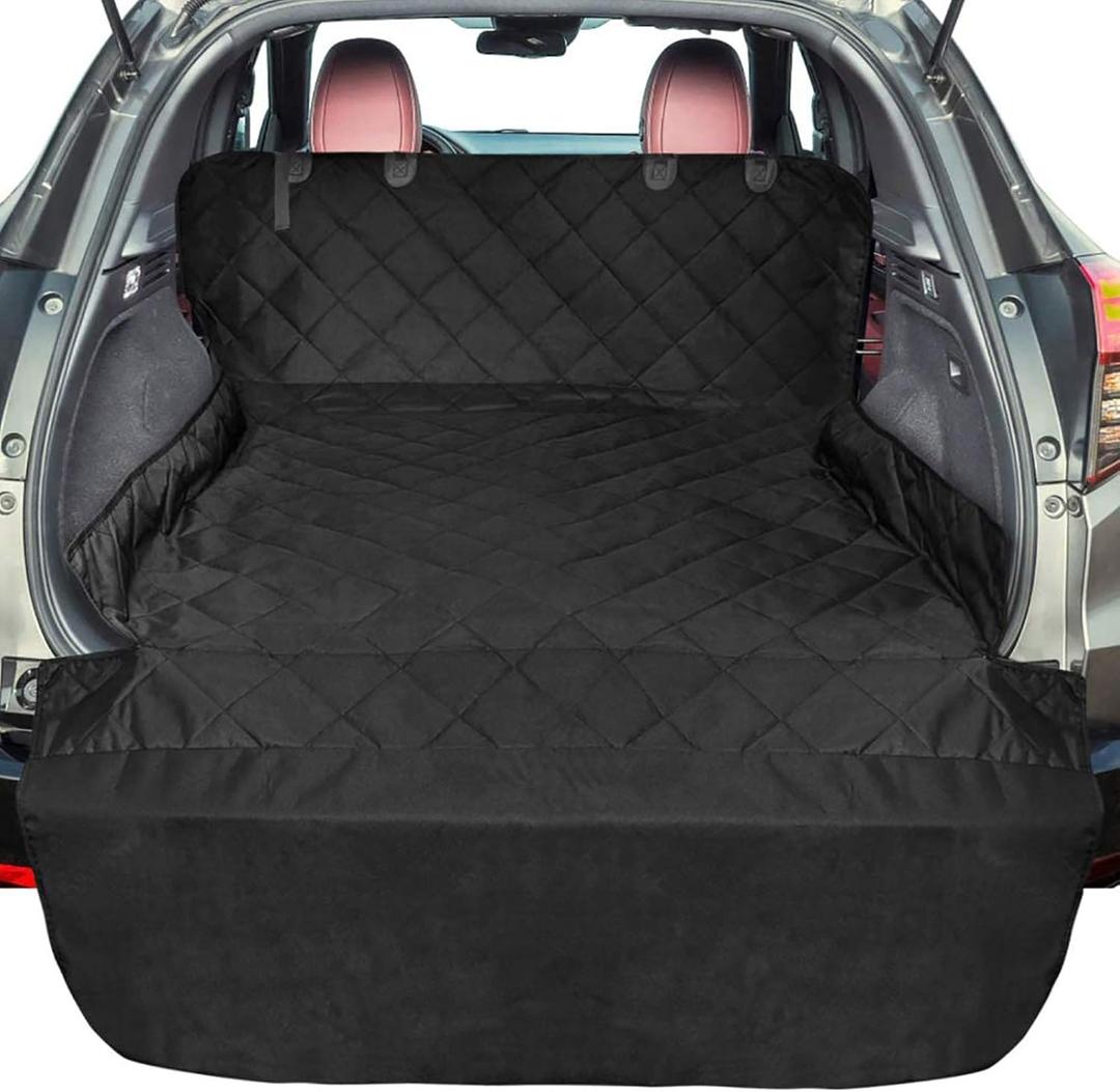 F-color SUV Cargo Liner for Dogs, Upgraded Extra Large Water Resistant Pet Cargo Cover Dog Seat Cover Mat for SUVs with with Bumper Flap for Full-Size SUVs Vans, Black, 70*38"