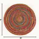 GRUHUM Jute Cotton Area Rug 8ft Round - Natural Fiber Colourful Handmade Boho Farmhouse Soft Braided Rustic Vintage Reversible Rugs Indoor Outdoor Kitchen Bedroom Living Room Hallways -8'ft Circle