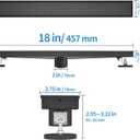 Linear Shower Drain ，with Tile Insert Panels ，18 Inch Black 304 Stainless Steel Rectangle Shower Floor Drain，with Hair Catcher, Adjustable Feet，Fits Bathroom, Balcony