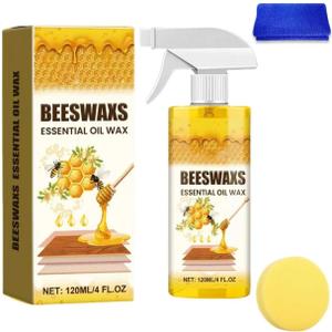Beeswax Wood Polish Spray Natural Beeswax Furniture Polish & Wood Cleaner, Multi-Purpose Wood Care Spray for Cabinets, Tables & Floors, Restores Shine & Protects Surface (Pack of 1)