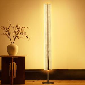 NUÜR Modern Floor Lamp, Dimmable Standing Lamp with Remote Control, Stepless Adjustable Colours & Brightness, Industrial Lighting for Living Room, Bedroom, Office (Floor Lamp for Bedroom)
