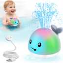 Gigilli Baby Bath Toys, Magnetic Rechargeable Bath Toys for Kids Ages 1-3, Toddler Bathtub Pool Water Table Toys Sprinkler, 1 Year Old Boy Girl Gifts, Light Up Whale Bath Toy for Babies 6-12-18 Months