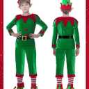 6 Pack Christmas Kids Elf Costume, Boys Christmas Elf Costume Velvet Cosplay Santa's Helper Costume Xmas Outfit (8-10 Years)