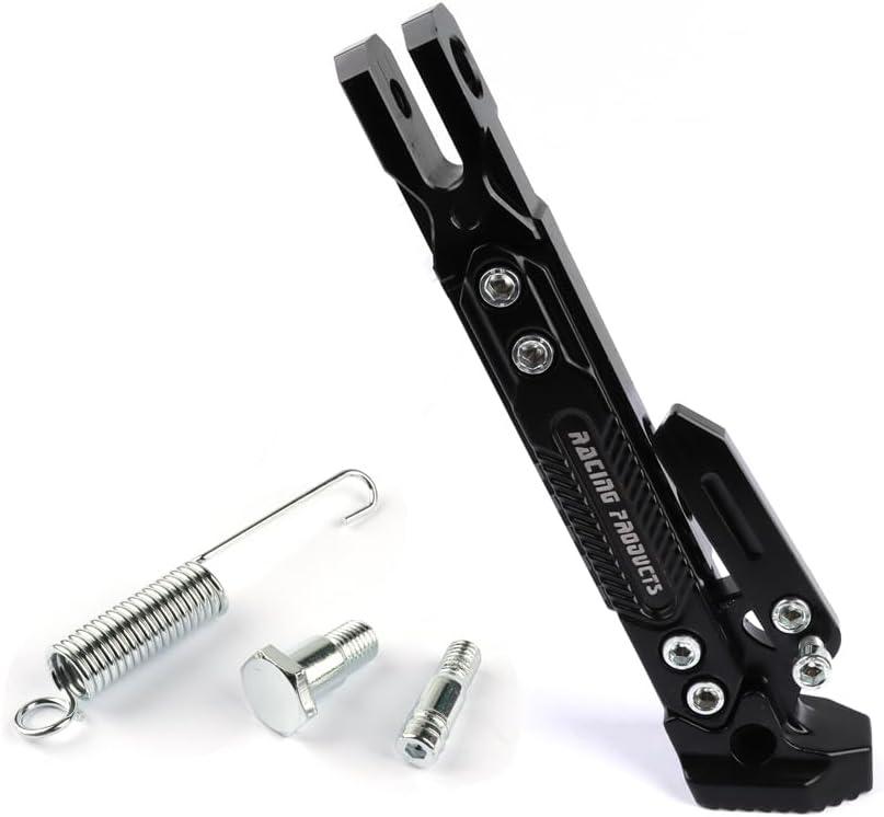 Universal Motorcycle Kickstand Height Adjustable CNC Aluminum Alloy Side Stand for Electric Scooter Motorbike Mini Pit Dirt Bike Black