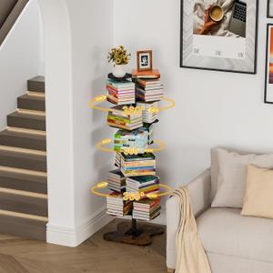 Cidaziya 7 Tier Rotating Bookshelf, 360° Display Spinning Bookcase, Metal Corner Bookcases Storage Rack, Tall Floor Standing Revolving Bookshelves Narrow Book Shelf Organizer for Home Office, Black