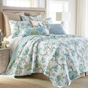 Levtex Home - Cressida Quilt Set - King/Cal King Quilt + Two King Pillow Shams - Teal Blue Cream Taupe Brown - Quilt (106x92in.) and Pillow Shams (36x20in.) - Reversible - Cotton Fabric