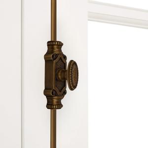 Antique Brass Cremone Bolt Set - Solid Brass Cabinet Hardware with 2' Rods & Handle, Perfect for Cabinets & Restoration Projects, Easy One-Side Operation for Timeless Charm