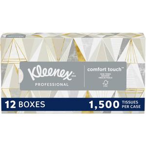 Kleenex Professional Facial Tissue, Bulk (03076), 2-Ply, White, Flat Boxed Format, Designed for Business, Convenience Size (125 Tissues/Box, 12 Boxes, 1,500 Sheets/Case) (Box Color: Cream)