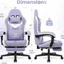 N-GEN GAMING Video Gaming Chair with Footrest Lumbar Support for Home Office High Back Recliner Height Adjustable Ergonomic Comfy Fabric Computer Desk Chair (Purple)