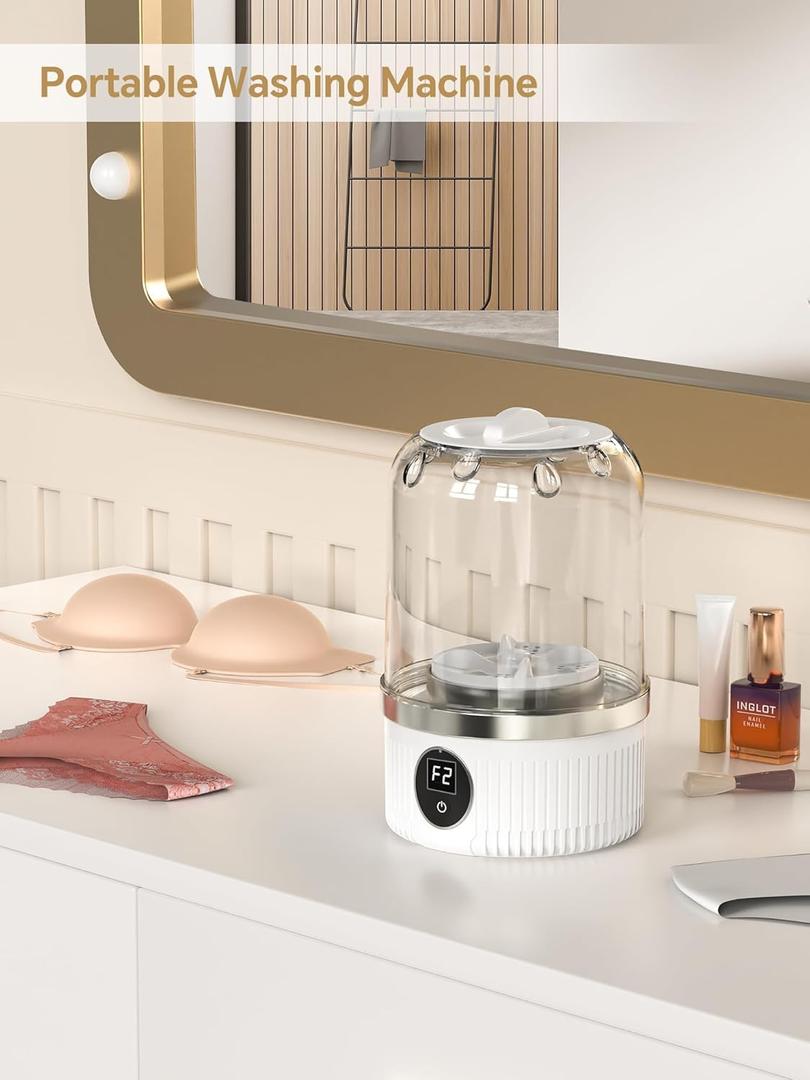 Mini Portable Washing Machine, Rechargeable Underwear Washer, Delicate Washes Doll Clothes, Socks, Bikinis, Suitable for Travel, Apartment, Camping