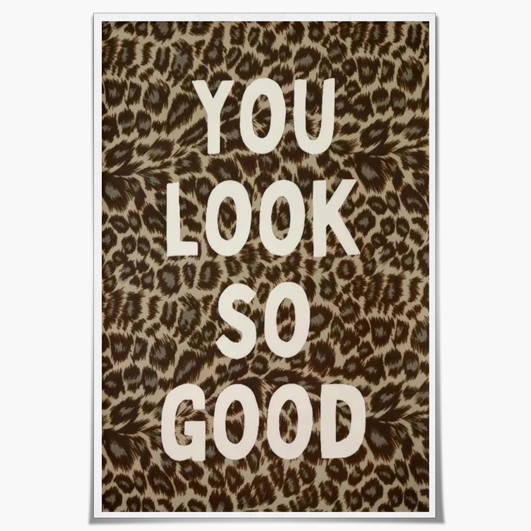 WLZWD Funky Leopard Canvas Wall Art Preppy Coquette Girly Room Decor Trendy Cheetah y2k Aesthetic You Look Good Print Poster for Bedroom Living Room Bathroom wall decor Unframed16x24inch