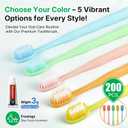 200 Pack Disposable Toothbrushes with Toothpaste, Individually Wrapped, Soft PBT Bristles, Peanut Grip Handle, Fluoride-Free, Bulk Travel Kit for Hotel, Guests, Emergency, Adults & Kids