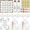 Wedding Party Favors for Guests Bulk Including Mini Heart Shaped Candles Empty Matches Jars with Cork Top Thank You Cards and Organza Bags for DIY Wedding Bridal Shower Party Guests Souvenir Gift (50)