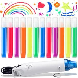 Halloscume 12 Pcs DIY Bubble Magic Puffy Neon Gel Pens Personalized Art Pen Popcorn 3D Markers Foam Sensory Paint Pens for Creative Gift Birthday Cards Holiday Family Party
