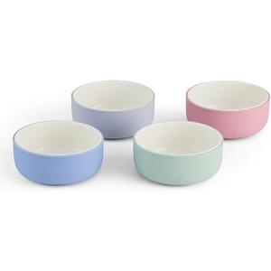 Elk and Friends Kids Porcelain Bowls with Silicone Sleeves | Suitable for Babies/Toddlers | Microwave & Dishwasher Safe | Non Slip Dinnerware | Snack Dishes | 4 Pack, 5/12.7ccm x 2.2/5.5cm