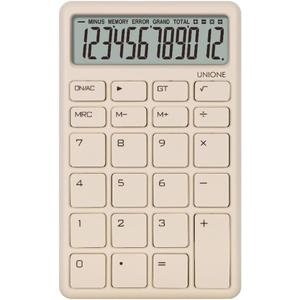 UNIONE Pocket & Desktop Beige Calculator with a Bright LCD, Dual Power Handheld Desktop. Color. Business, Office, High School