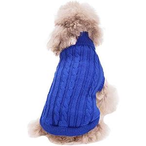FAMI Dog Clothes Dogs Sweater Soft Puppies Clothing Winter Puppy Sweaters Warm Outfit for Dogs Small XS S Cat Apparel (DarkBlue,Large)