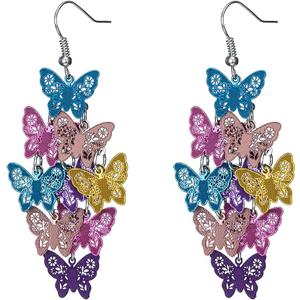 Nine Piece Butterfly Earrings Mix Color Bohemia Style Long Drop Dangle Hook Earrings Lightweight Fashion Style Butterfly Earrings Holiday Gifts Jewelry for Women