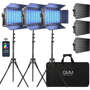 GVM 1500D RGB LED Video Light with Softbox, 75W Video Lighting Kit with Bluetooth Control, 3 Packs Led Panel Light for Photography, YouTube Studio, Broadcasting, 18 Kinds Lighting Scene