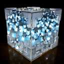 2 x Handmade DIY Tulip Night Lamp, Cube Mirror Bedroom Tulip Night Lamp, 20 Flower Table Lamp and Mirror 2 in 1, Birthday Gifts for Women and Girls (Blue Tulips)